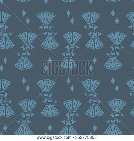 Vector Art Deco Style Inspired Geometric Lilies Seamless Pattern Background.