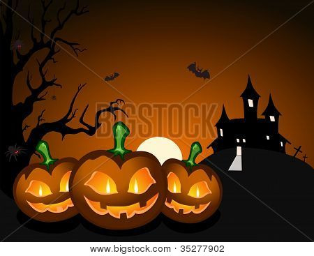 Halloween dýně a strašidelný hrad