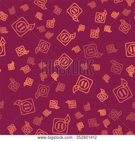 Brown Line Electric Wiring Of Socket In Fire Icon Isolated Seamless Pattern On Red Background. Elect