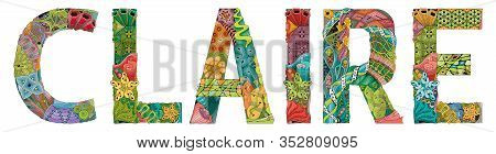 Female Name Claire. Vector Decorative Zentangle Object