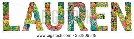 Female Name Lauren. Vector Decorative Zentangle Object