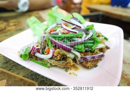 Fried Fish Salad, Spicy Salad In Thai Food