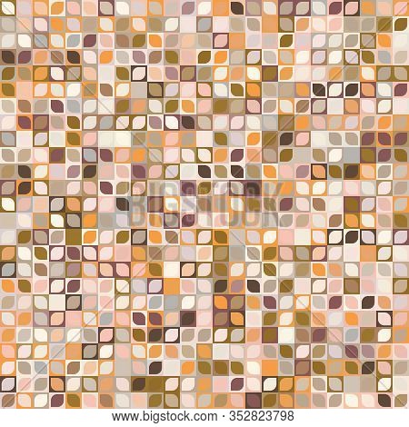 Dense Tiny Spring Leaf Mini Grid Mosaic. Texture Collage Background. Abstract Macro Pixel Seamless P