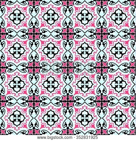 Abstract Floral Seamless Pattern. Geometric Asian Ornament. Traditional Floral Oriental Tile Ornamen