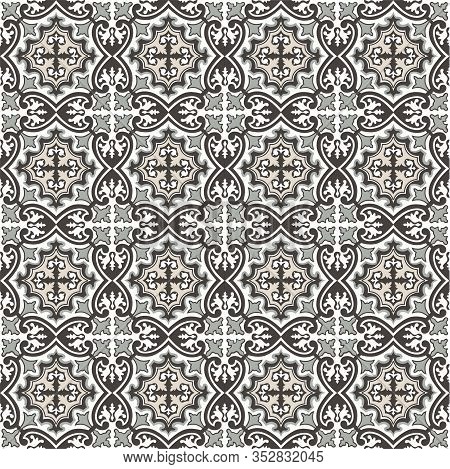 Abstract Floral Seamless Pattern. Geometric Asian Ornament. Traditional Floral Oriental Tile Ornamen