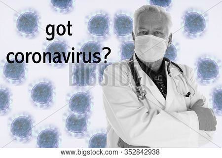 Coronavirus. Convid-19. A Doctor wears a face mask in a NO CORONAVIRUS image. CONVID-19 is spreading world wide. Coronavirus2019 started in China and is now World Wide.