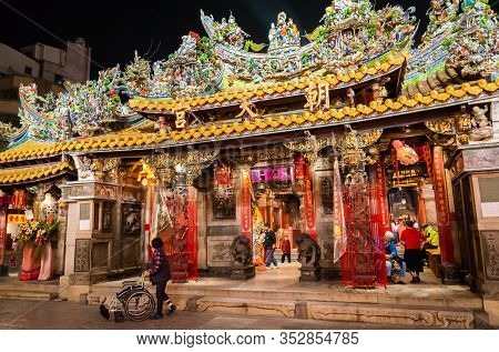 Yunlin, Taiwan - Feb 12th, 2020: lantern festival with lamps hanging at street in Beigang township, Yunlin county, Taiwan, Asia