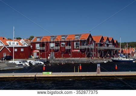 Marina of the Norwegian fishing town Hvaler . June 19,2018. Hvaler,Norway