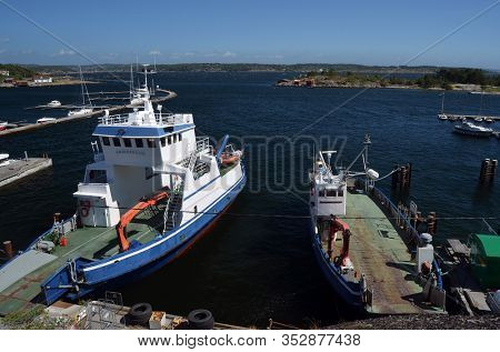 Marina of the Norwegian fishing town Hvaler . June 19,2018. Hvaler,Norway