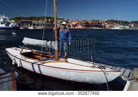 Marina of the Norwegian fishing town Hvaler . June 19,2018. Hvaler,Norway