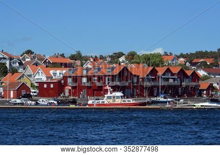 Marina of the Norwegian fishing town Hvaler . June 19,2018. Hvaler,Norway