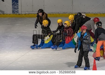 Palau Del Gel, Canillo, Andorra :  2020 Feb 26 : People Skating Having Fun In The Palau Del Gel De C