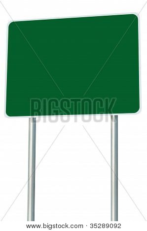 Blank grün Straßenschild isoliert, große Perspektive textfreiraum
