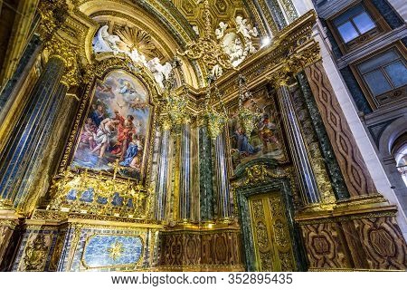 Lisbon - August 30, 2019: View Of The Chapel Of St John The Baptist Inside The Jesuit Church Of Sain