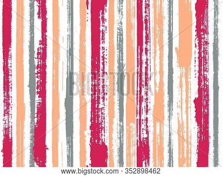 Watercolor Strips Seamless Vector Background. Sloopy Gouache Vertical Lines Vector Pattern. Striped 