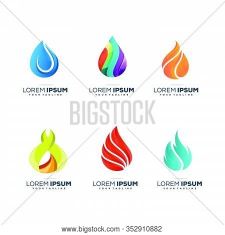 Set Of Abstract Modern Water Logo Design Element Vector Template