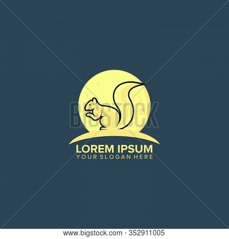 Abstract Squirell With Moon Logo Design Vector