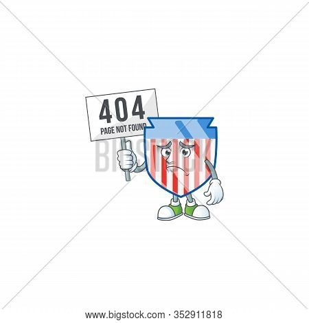 Cheerless Face Usa Stripes Shield Mascot Style Design Raised Up A Board
