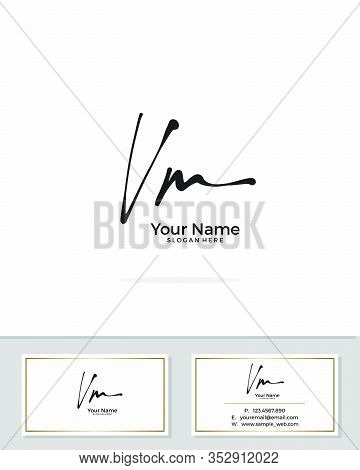 V M Vm Initial Logo Signature Vector. Handwriting Concept Logo.