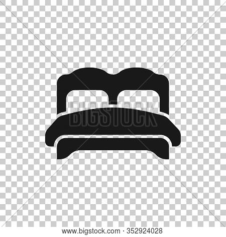 Bed Icon In Flat Style. Bedroom Sign Vector Illustration On White Isolated Background. Bedstead Busi
