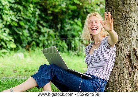 Reasons Why You Should Take Your Work Outside. Work In Summer Park. Girl Work With Laptop In Park. N