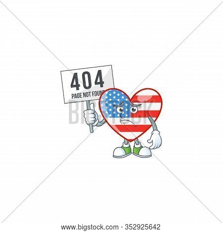 Cheerless Face Independence Day Love Mascot Style Design Raised Up A Board
