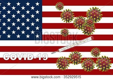 3d Illustration, Corona Virus, Covid-19 With Clinical Thermometer On A Ukflag.