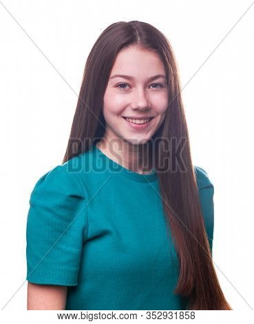 Portrait of a young beautiful girl isolated on white background