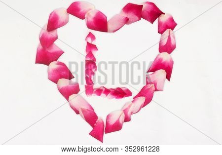 Love Shape Rose Petal Letter L Background Image On White Background. Letter L Into Love Shape