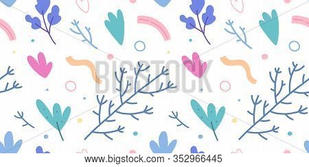Cooking Herb Seasoning, Seamless Vector Background Pattern With Various Herbs, Flying Ingredients. G