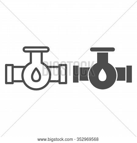 Oil Pipe Line And Solid Icon. Tube And Oil Drop Sign, Petrol Industrial Trunk With Fuel. Oil Industr