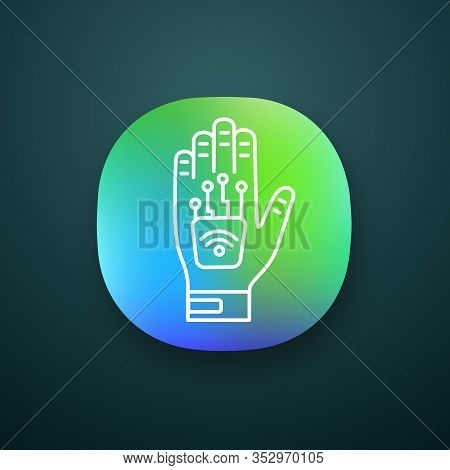 Human Microchip Implant In Hand App Icon. Nfc Implant. Implanted Rfid Transponder. Ui Ux User Interf