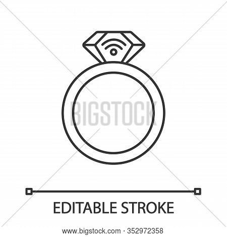 Nfc Ring Linear Icon. Near Field Communication. Rfid Transponder. Thin Line Illustration. Smart Ring