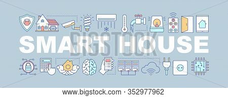 Smart House Word Concepts Banner. Home Automation System. Isolated Lettering Typography Idea With Li