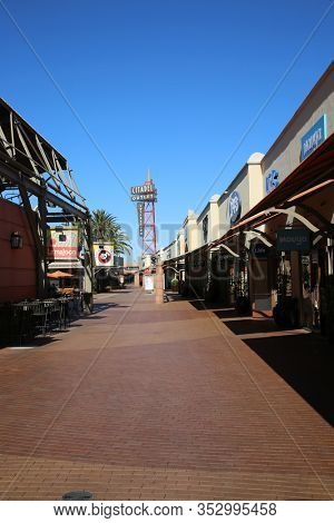 City of Commerce, California / USA - February 26, 2020: Citadel outlet mall featuring various stores and restaurants to cater to many different peoples taste and pleasures. Editorial Use Only.
