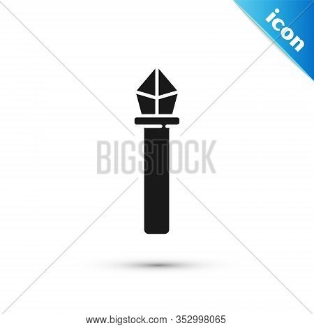 Grey Magic Staff Icon Isolated On White Background. Magic Wand, Scepter, Stick, Rod. Vector Illustra