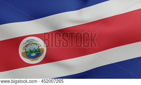 National Flag Of Costa Rica Waving 3d Render, Republic Of Costa Rica Flag Textile, Designed By Pacif