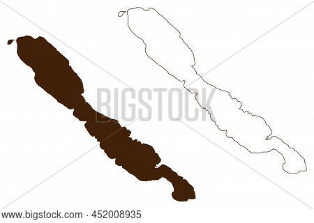 Maun Island (republic Of Croatia, Adriatic Sea) Map Vector Illustration, Scribble Sketch Maun Map