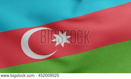 National Flag Of Republic Of Azerbaijan Waving 3d Render, Azerbaycan Bayragi Or Azerbaijanis Azeris,