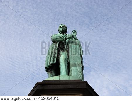 Copenhagen, Denmark. Oersted Park In The City Center. Hans Christian Oersted Monument.
