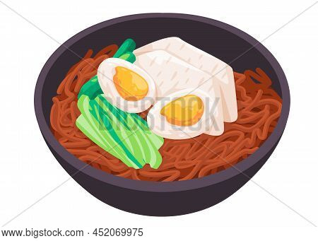 Naengmyeon Kimchi Noodle In A Bowl With Egg And Vegetable South Korean Food Dishes