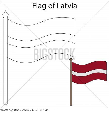 Flag Of Latvia. Color The Flag According To The Given Example. Vector Illustration. Coloring Book Fo