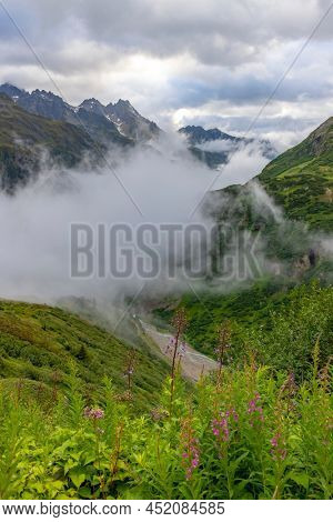 Typical alpine landscape of Swiss Alps near Sustenstrasse, Innertkirchen - Gadmen, Switzerland