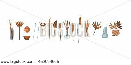Hand Drawn Vector Abstract Stock Graphic Bohemian Clipart Collection Set Illustration With Beauty In