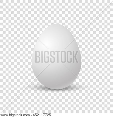 Chicken Egg. Ralistic Egg With Soft Shadow. Single Realistic Animal Egg. Template For Easter Holiday