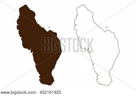 Sazan Island (republic Of Albania) Map Vector Illustration, Scribble Sketch Sazan Map