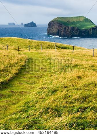 Scenic View From Storhofdi Lookout At The Southernmost End Of Heimaey Island - Westman Islands, Icel