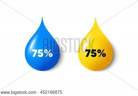 Paint Drop 3d Icons. 75 Percent Off Sale Tag. Discount Offer Price Sign. Special Offer Symbol. Yello