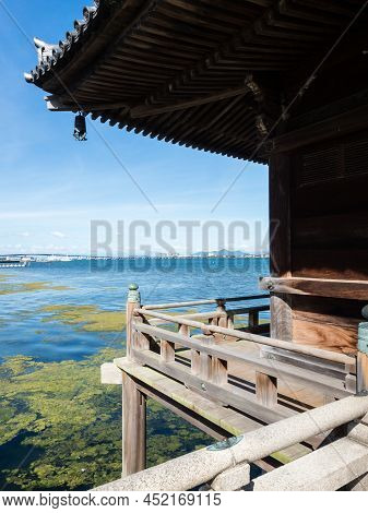 Otsu, Japan - August 21, 2018: Ukimido Pavilion On The Shores Of Lake Biwa (one Of The Eight Views O