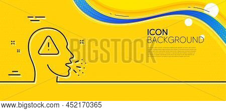 Cough Line Icon. Abstract Yellow Background. Coronavirus Symptom Sign. Flu, Sneeze Or Pneumonie Symb